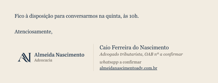 Assinatura de e-mail do Caio Ferreira do Nascimento