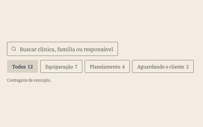 Prévia do componente Busca e filtros