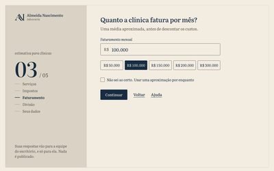 Prévia do componente Formulário em etapas